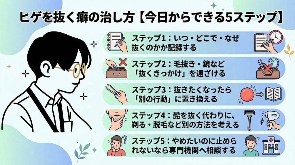 ヒゲを抜く癖の治し方【今日からできる5ステップ】