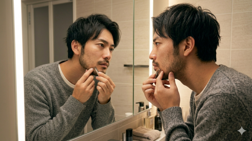 ヒゲを抜く男性のイメージ画像