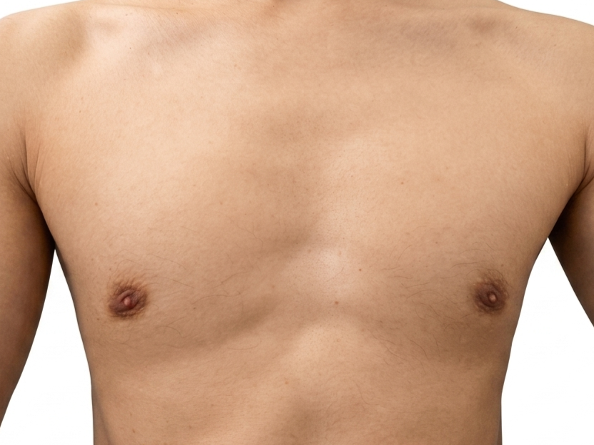 全身脱毛から４年経過した胸毛の状態【写真】（胸毛脱毛10回：乳輪回り8回）