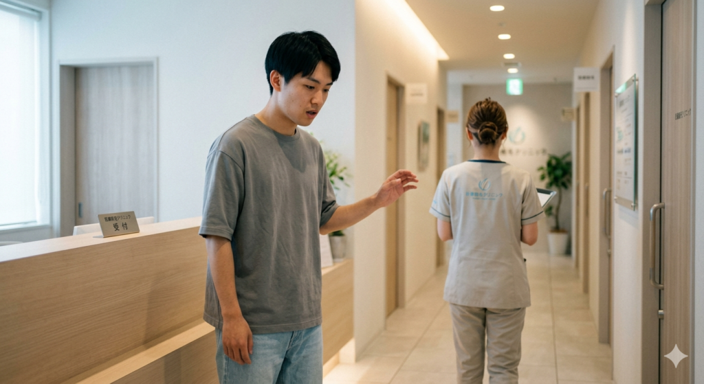 看護師に相談できない男性のイメージ画像