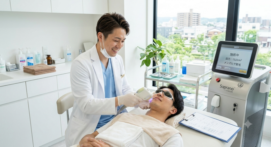医療ヒゲ脱毛を体験する男性のイメージ画像