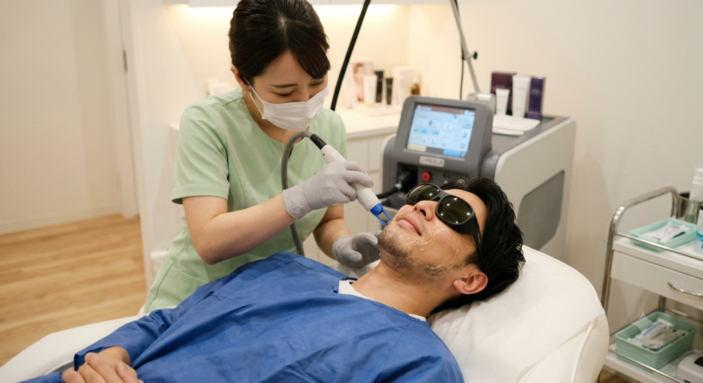 医療脱毛を受ける男性をイメージした画像