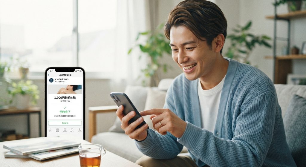 メンズTBCのヒゲ脱毛体験を申し込む男性をイメージした画像