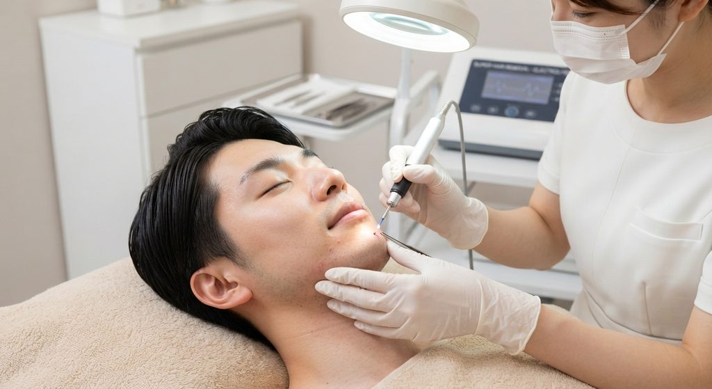 メンズTBCスーパー脱毛でヒゲを1本ずつ処理するイメージ画像